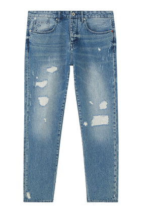 J24 Distressed Tapered Jeans